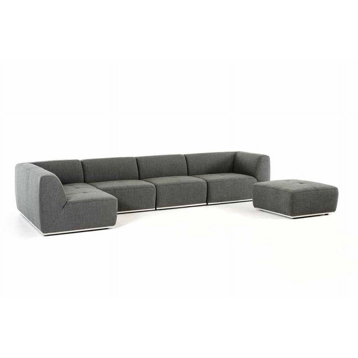 Gray Fabric Sectional Sofa & Ottoman C136374