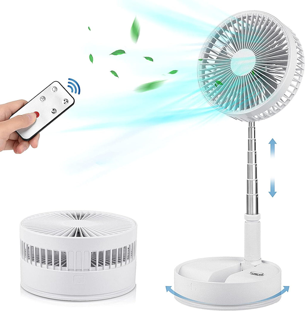Portable Oscillating Standing Fan with Remote Controller, 7.8 Foldable Desk Fan, 7200mah Rechargeable & USB Quiet, Mini Folded Floor Fan K6137