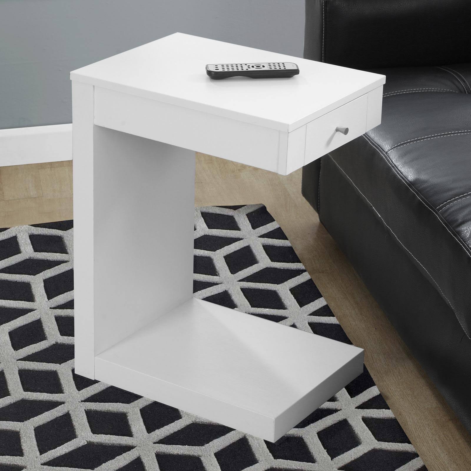 White Accent Table with Drawer A202