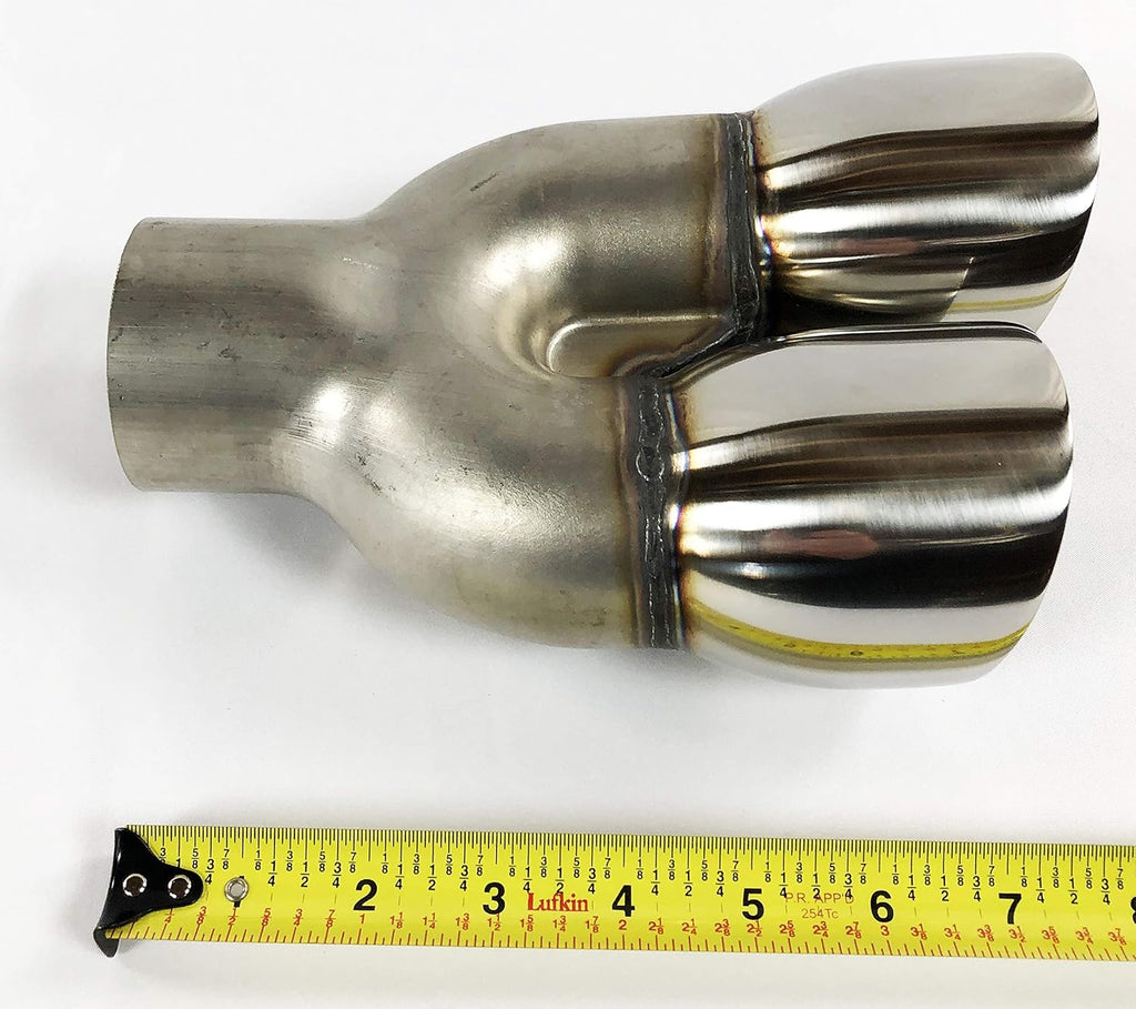 Dual 2.25" Inlet 3.00 X 8.50 Long Round Double Wall Stainless Exhaust Tips K99459