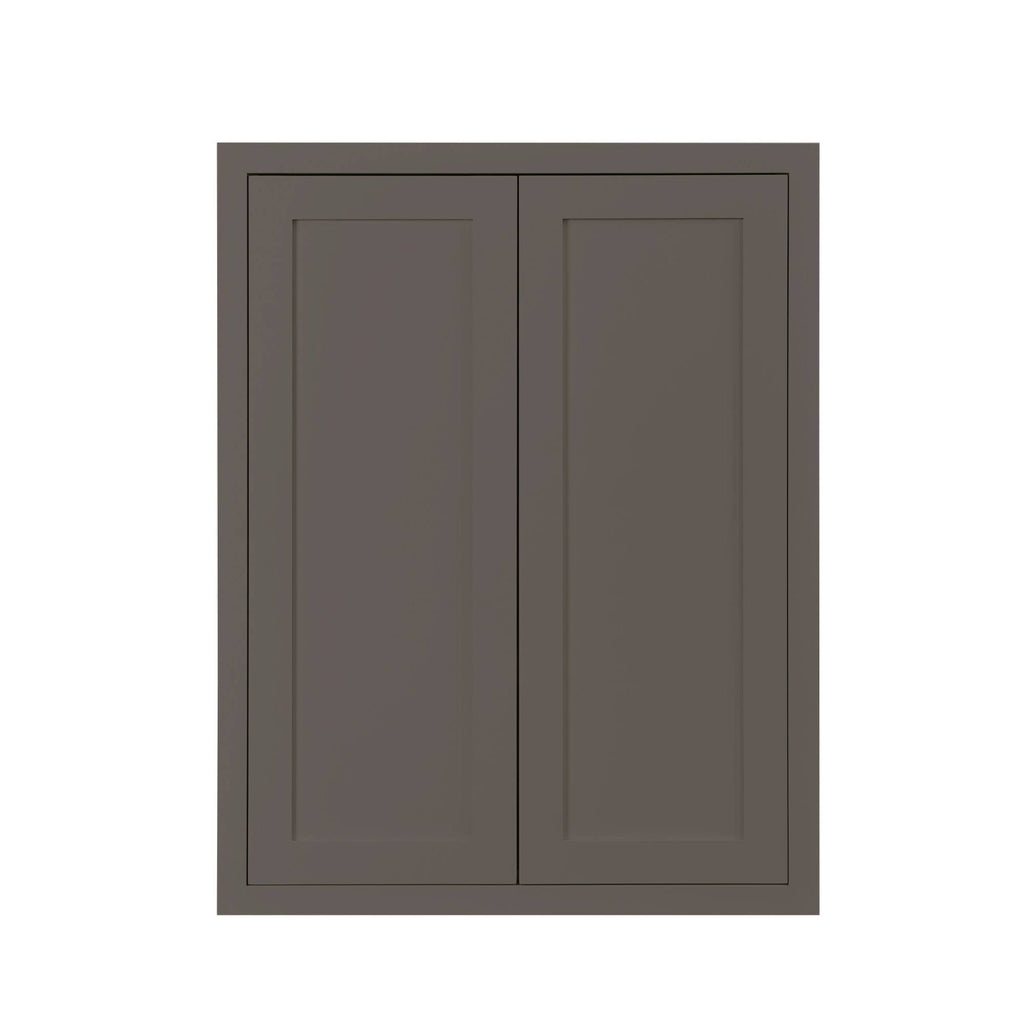 30 inch Wide Wall Kitchen Cabinet Dark Gray Inset Shaker Double Door E406