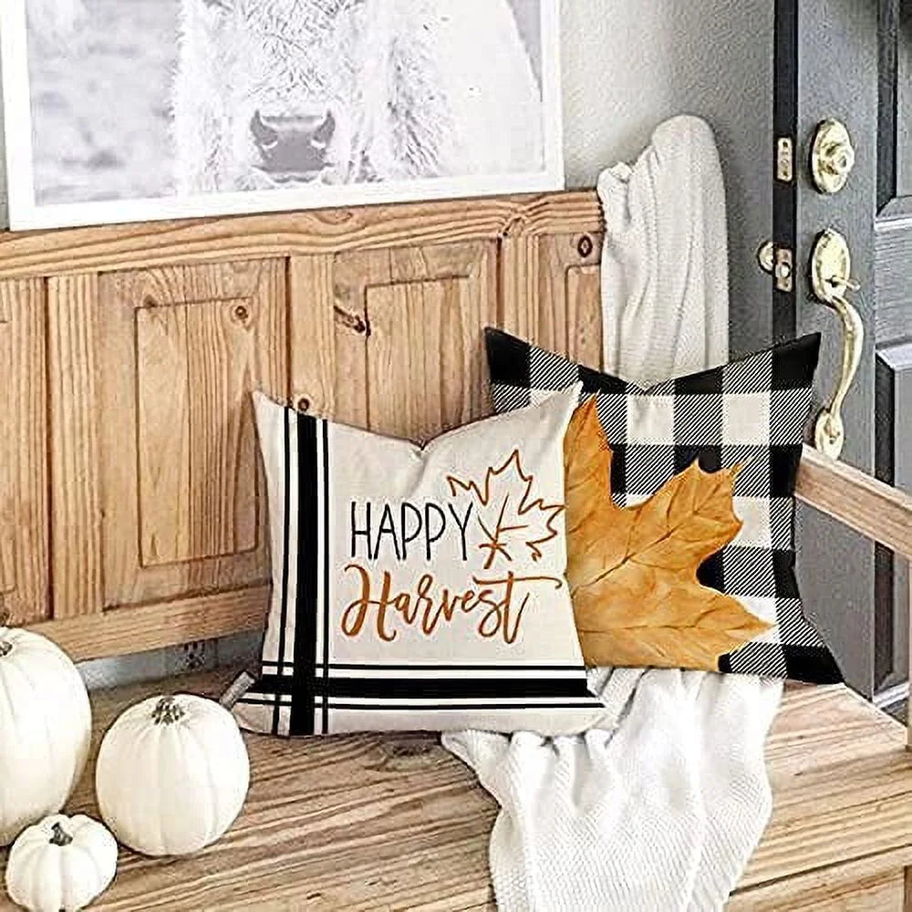 Fall Decor Pillow Covers 18x18 Set of 4 Outdoor Throw Pillows M278