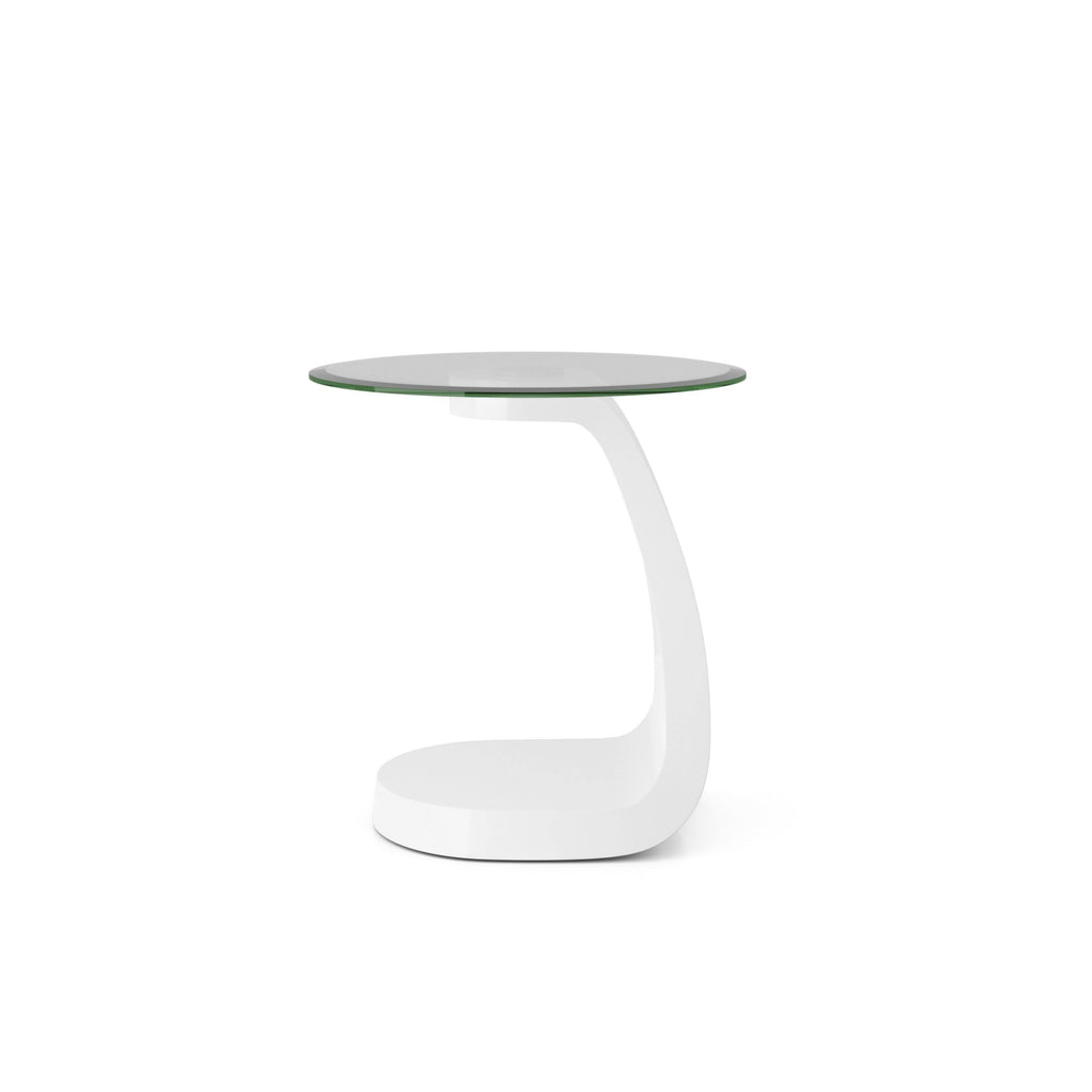 White High Gloss Glass Top End Table F570