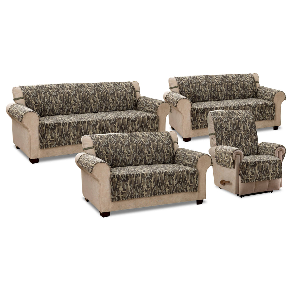 Olive Green Camo Plush Sofa Cover H551