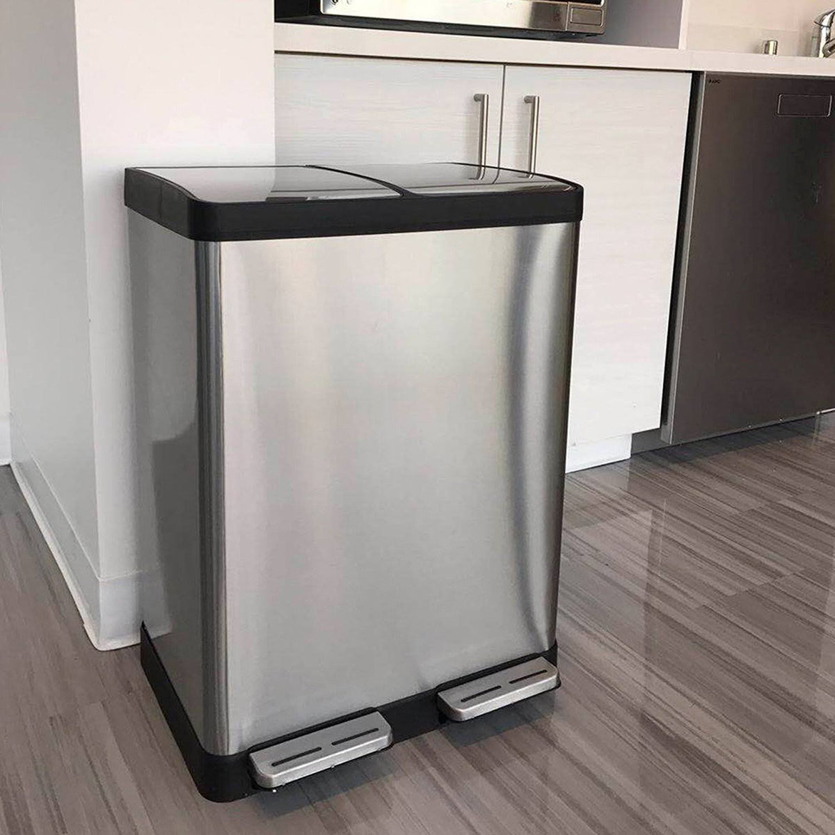 16 Gallon Stainless Steel Step Trash Can B6950