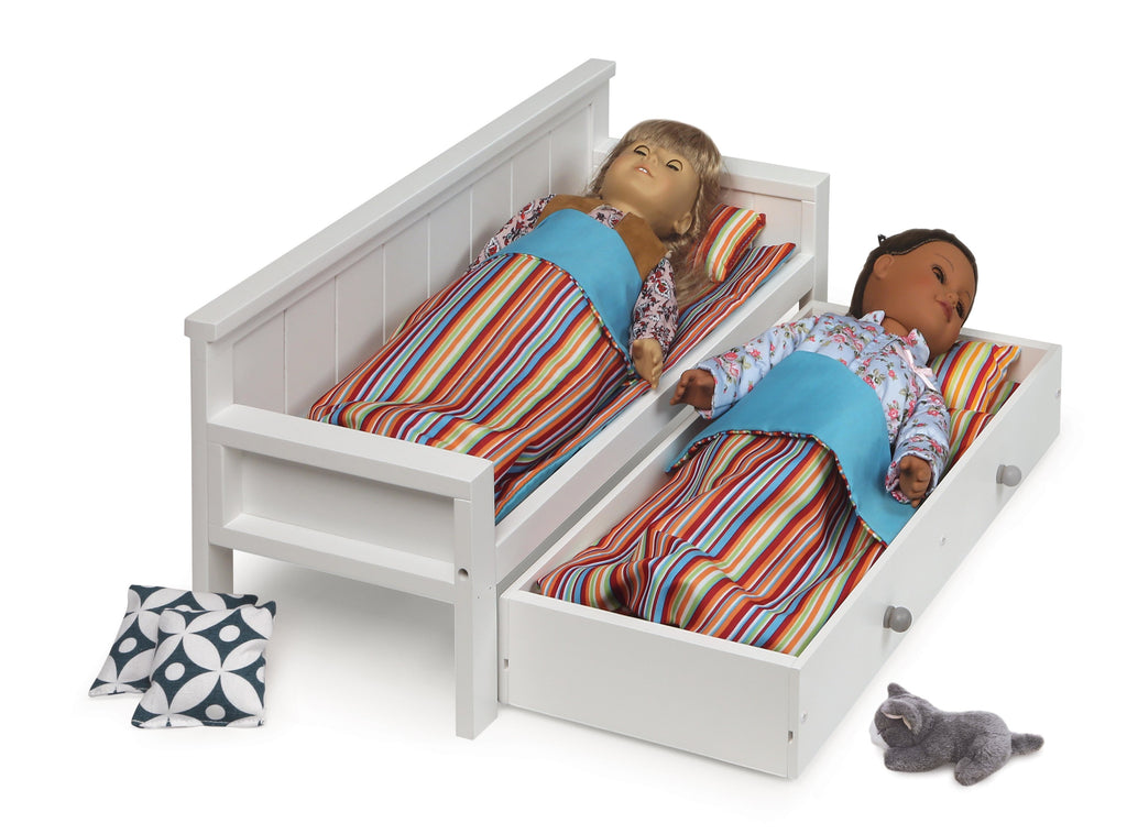 White/Multi Doll Sofa and Daybed Combo with Trundle Bed G7394