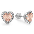 18K White Gold Morganite & Diamond Halo Stud Earrings K8683
