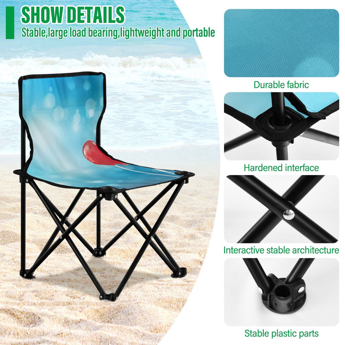 Blue Portable Camping Chair with Carry Bag S296