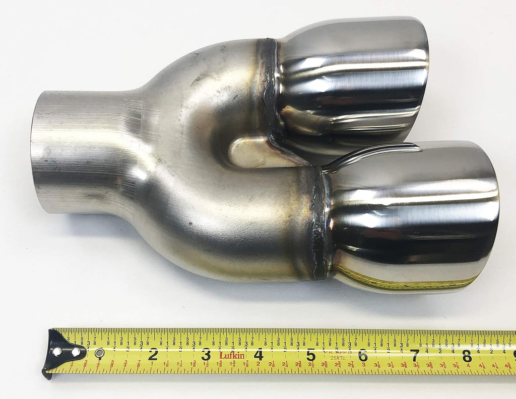 Dual 2.25" Inlet 3.00 X 8.50 Long Round Double Wall Stainless Exhaust Tips K99459