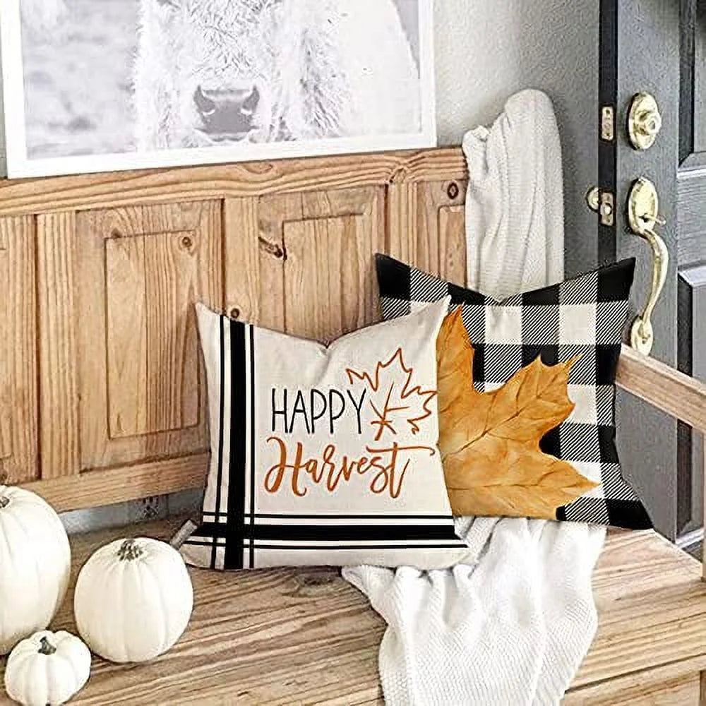 Fall Decor Pillow Covers 18x18 Set of 4 Outdoor Throw Pillows M278