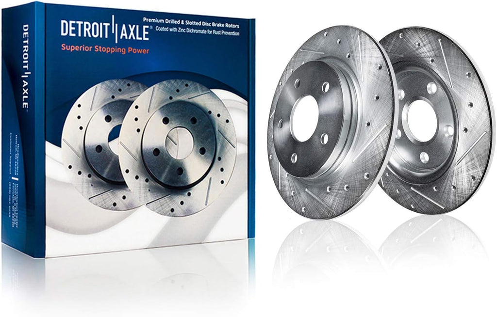 Rear Drilled and Slotted Disc Rotors Brake Pads V370