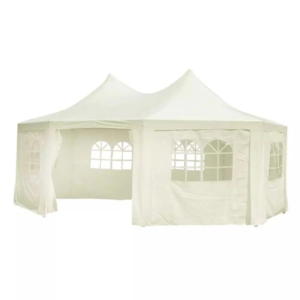 Octagonal Party Tent with 8 Sidewalls Cream White 20' x 15' x 12' T899