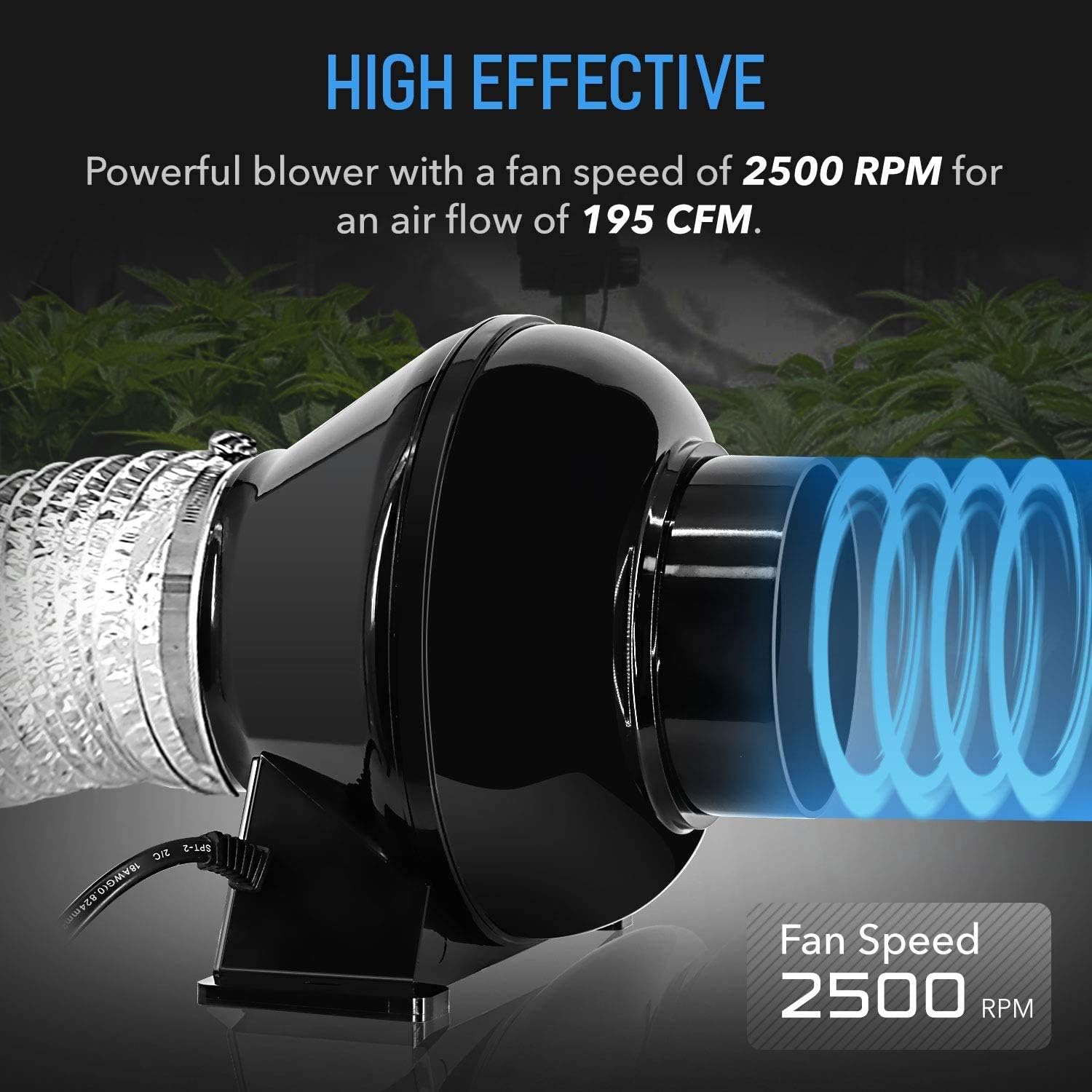 4 Inch 195 CFM Inline Fan with Carbon Filter and 8 Feet Ducting K8844
