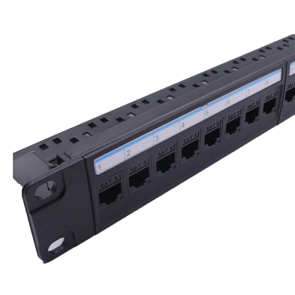 24 Port CAT6 Pass Through Coupler Patch Panel with Back Bar Y14479