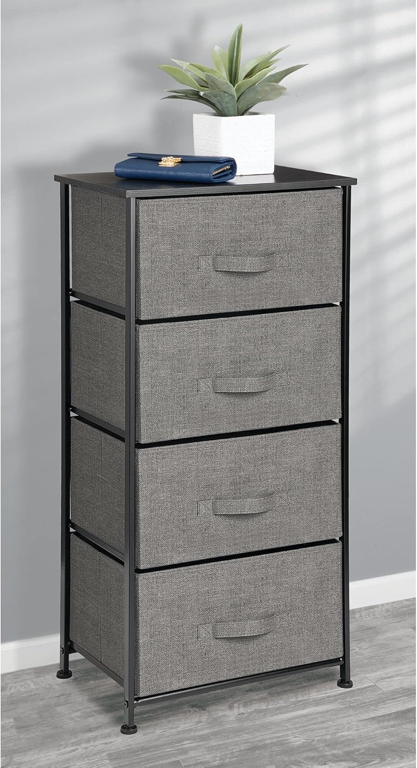 Charcoal Gray/black 4 Drawer Vertical Dresser Storage Tower B780
