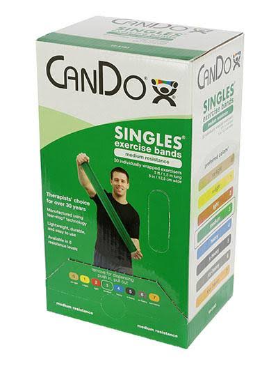 Low Powder Exercise Band - Box of 30, 5& Length - Set of 5 (Yellow - Black) E4440