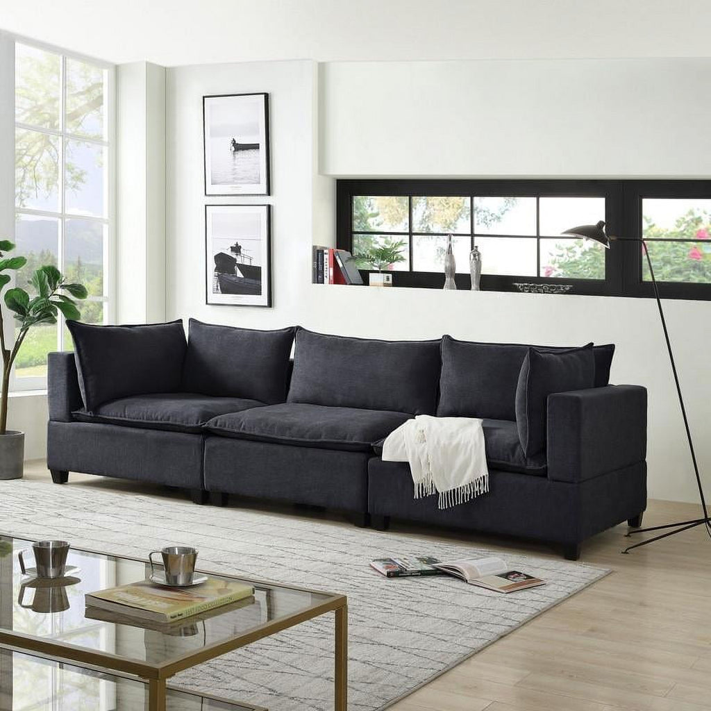 Dark Gray Fabric Down Feather Sofa Couch K4770