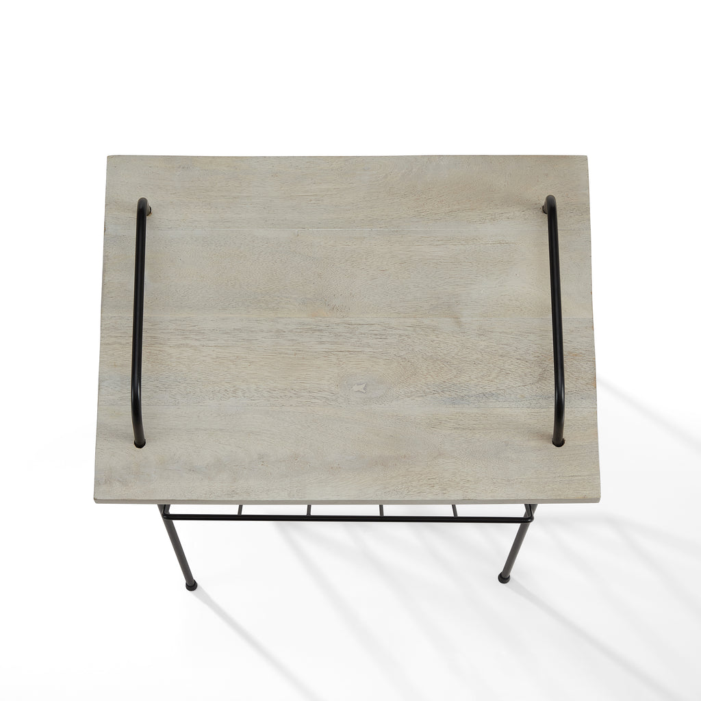 Natural Wood and Metal Turntable Stand C9823