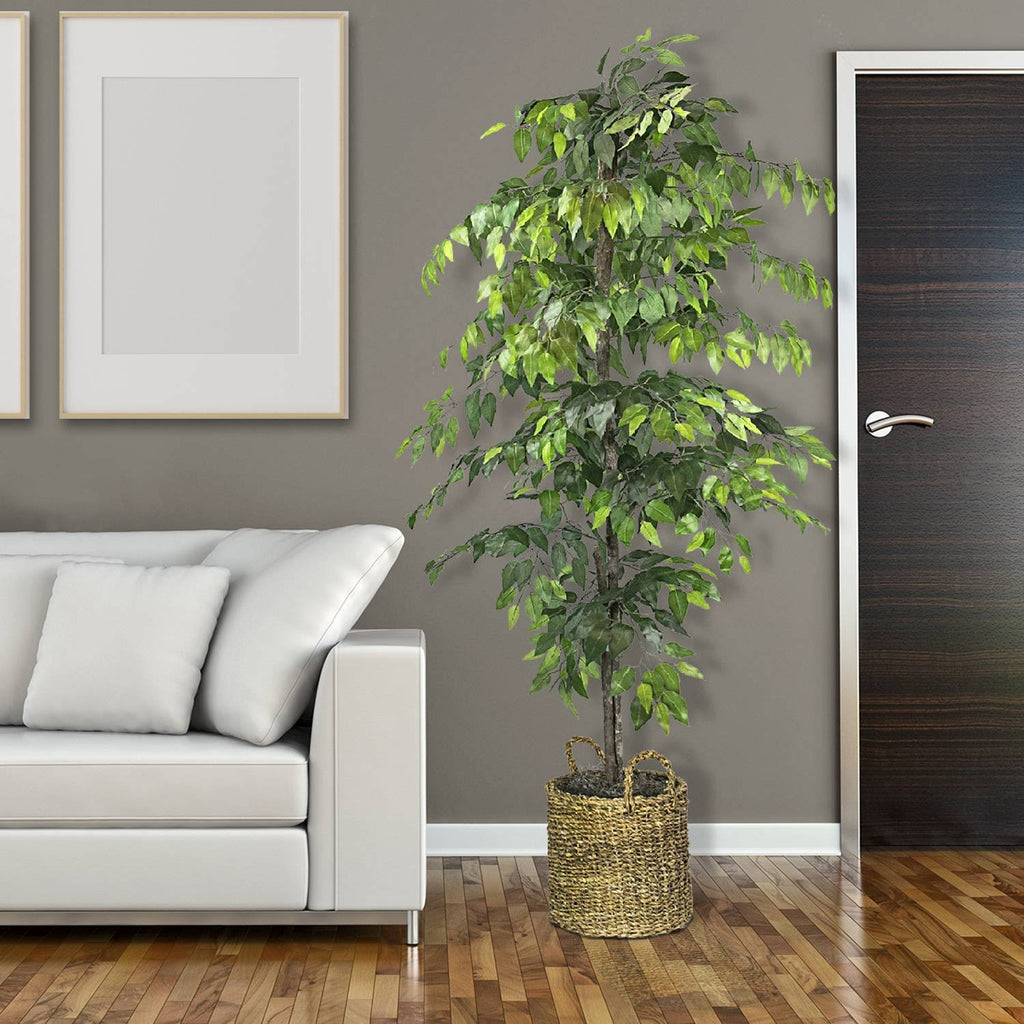 Faux Ficus Tree in Handwoven Basket D90454
