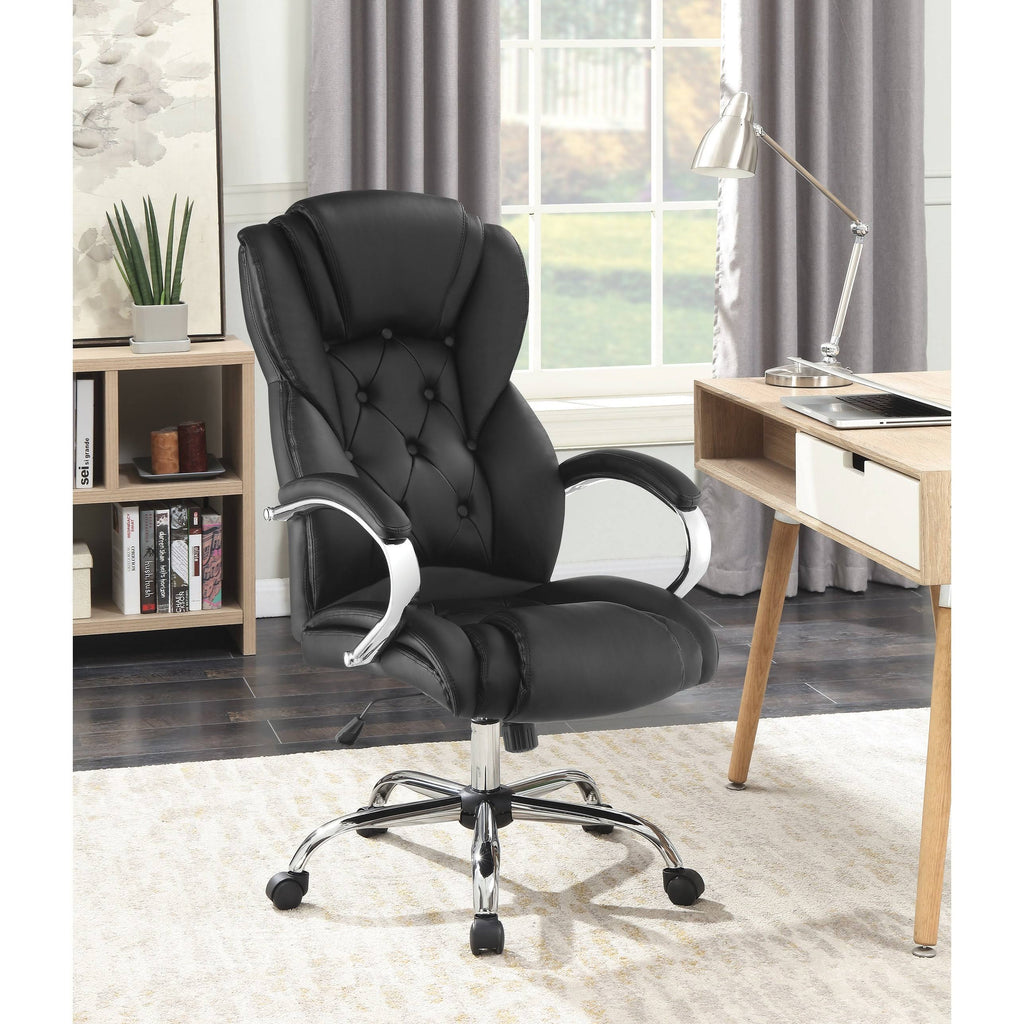Black Upholstered Office Chair with Casters C195374