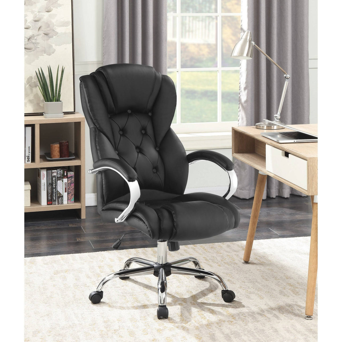 Black Upholstered Office Chair with Casters C195374