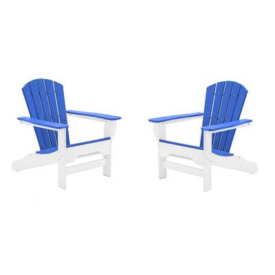 White/Royal Blue Plastic Adirondack Chair Q934