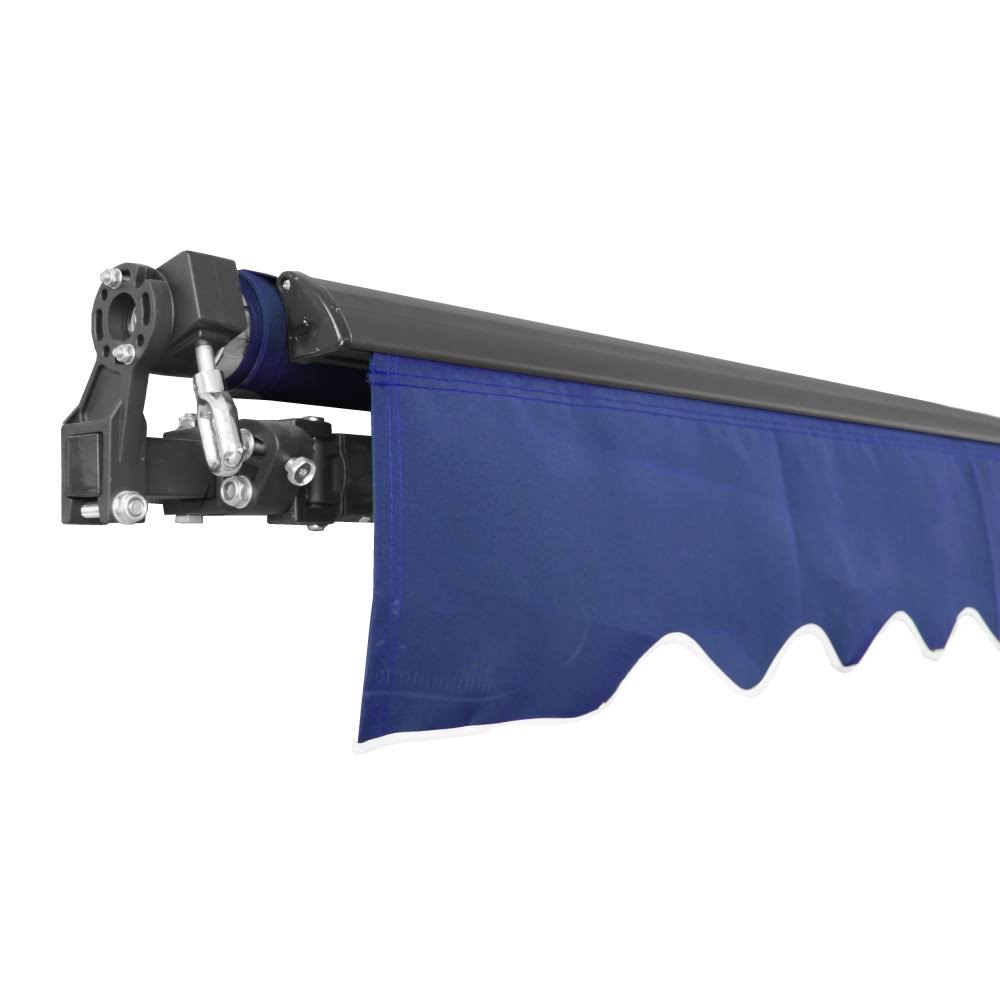 Motorized Black Frame Retractable Patio Canopy Awning 10x8 Blue N4611