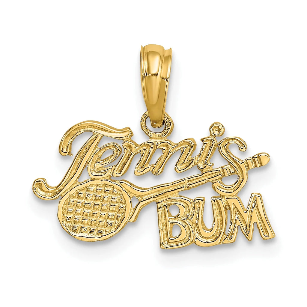 10K Yellow Gold Tennis Pendant Charm with Rope Chain Necklace 20'' X216