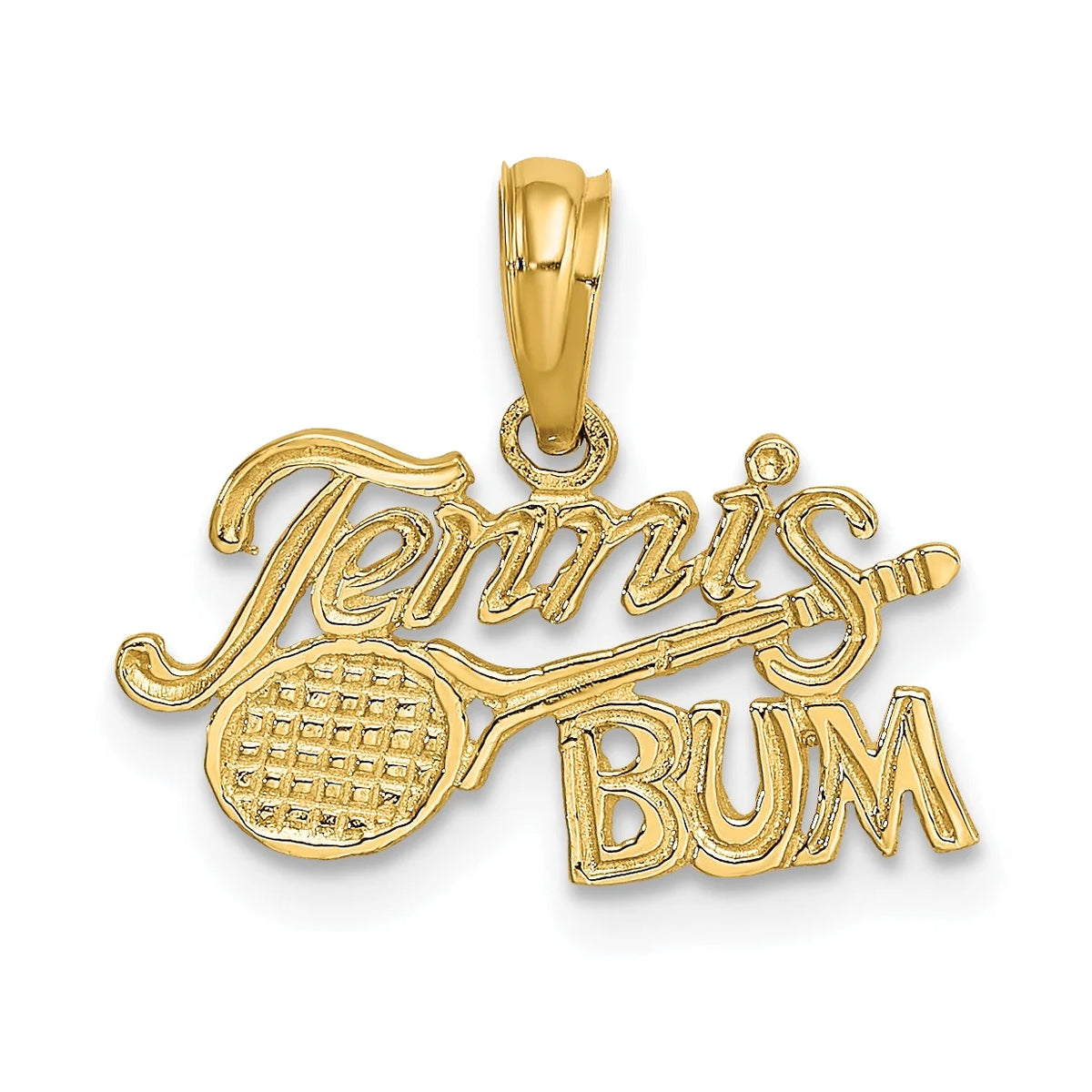 10K Yellow Gold Tennis Pendant Charm with Rope Chain Necklace 20'' X216