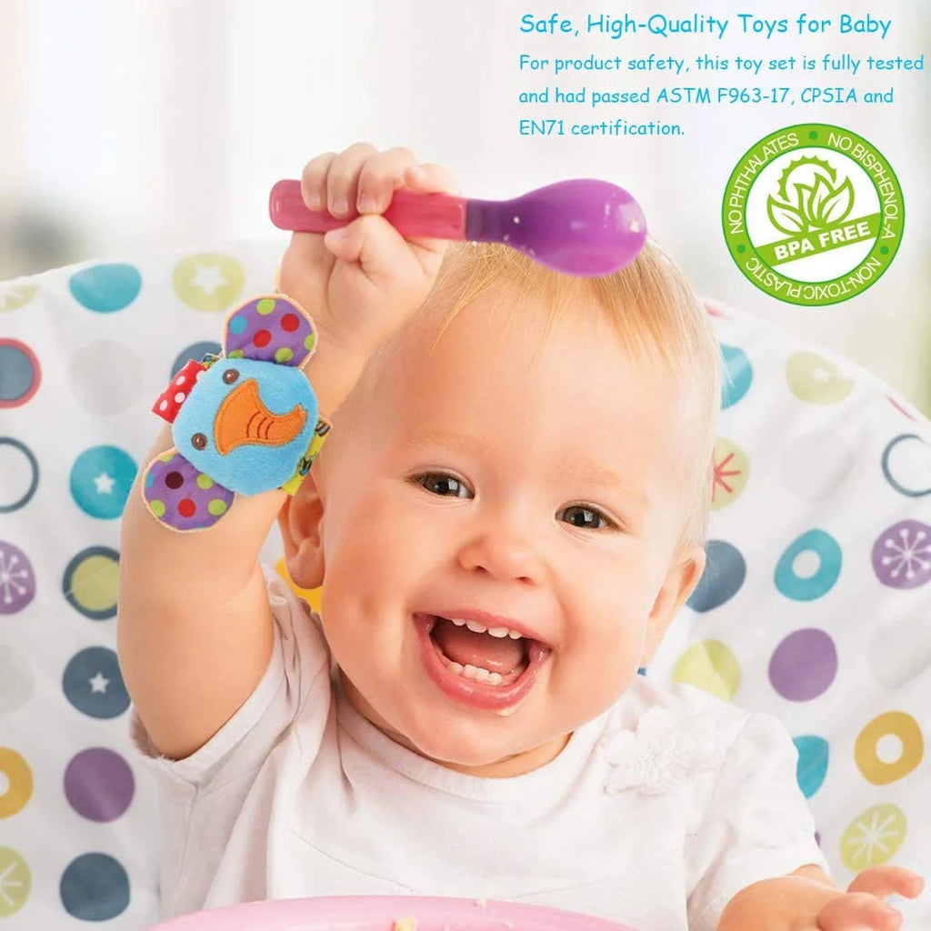 8 Pcs Cotton Baby Wrist Rattle Foot Finder Socks Set U2717