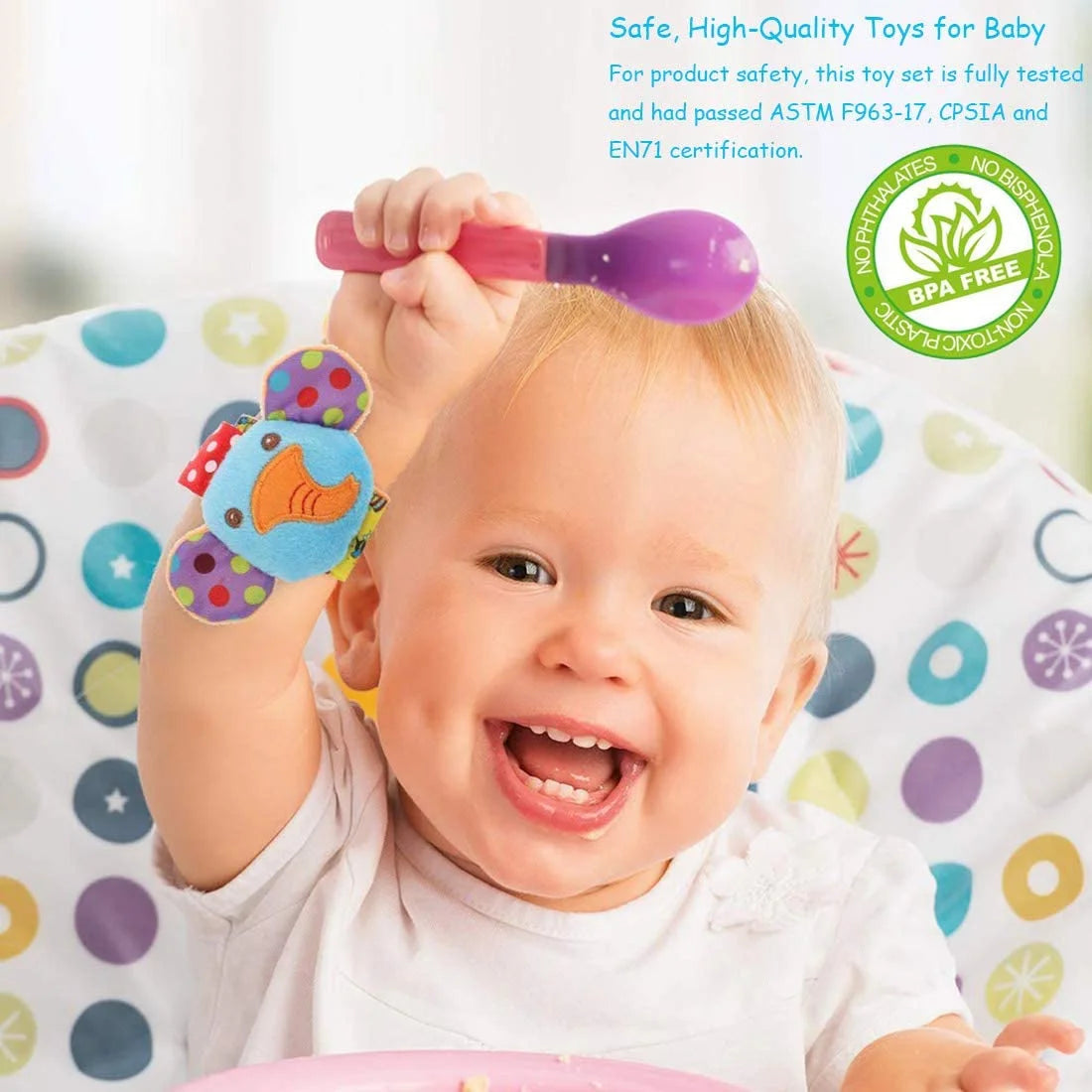 8 Pcs Cotton Baby Wrist Rattle Foot Finder Socks Set U2717
