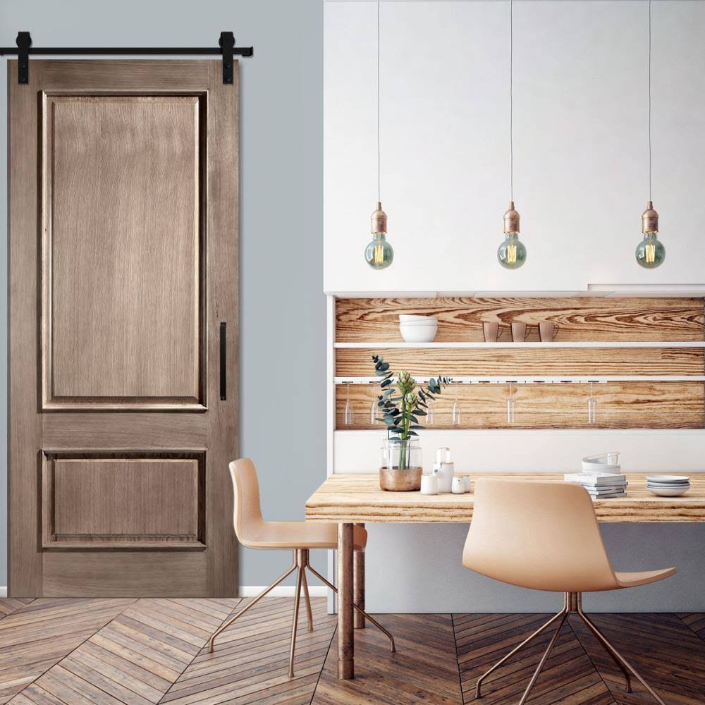 Matte Black Barn Door Hardware Set with 5 ft Track F27489