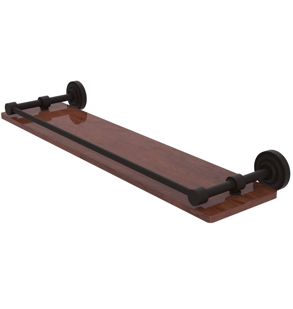 22 in. Solid Ironwood Shelf with Gallery Rail, Oil Rubbed Bronze E91865