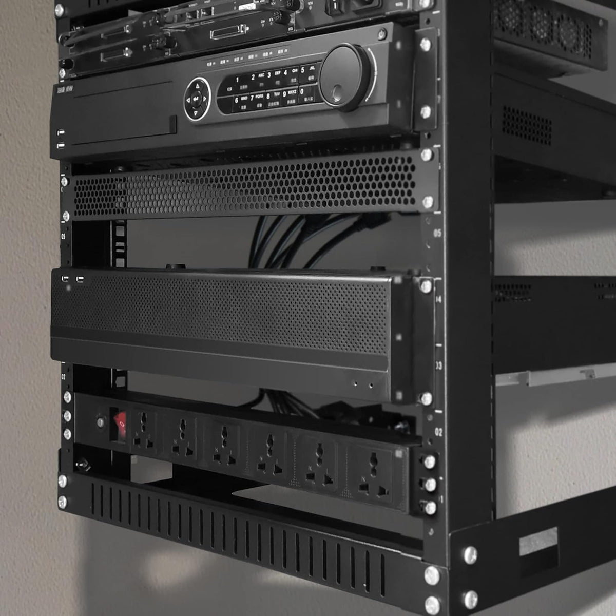 Black 12U 19 Wall Mount Server Rack, 17.7 Deep 2 Post Open Frame Cabinet E6532