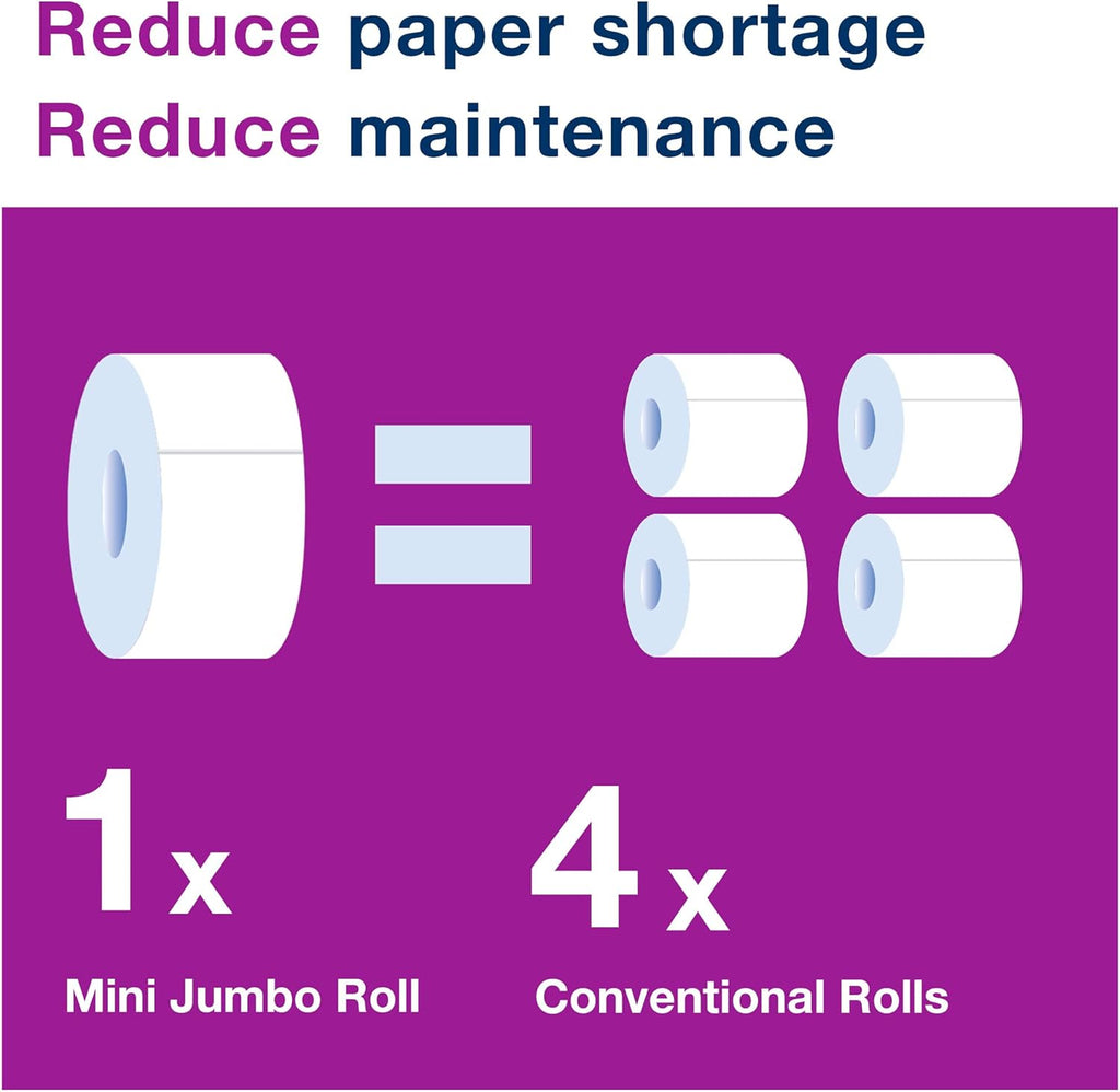 Mini Jumbo Bath Tissue Roll, 2-Ply, White, 12 Rolls, Pack of 2 X723