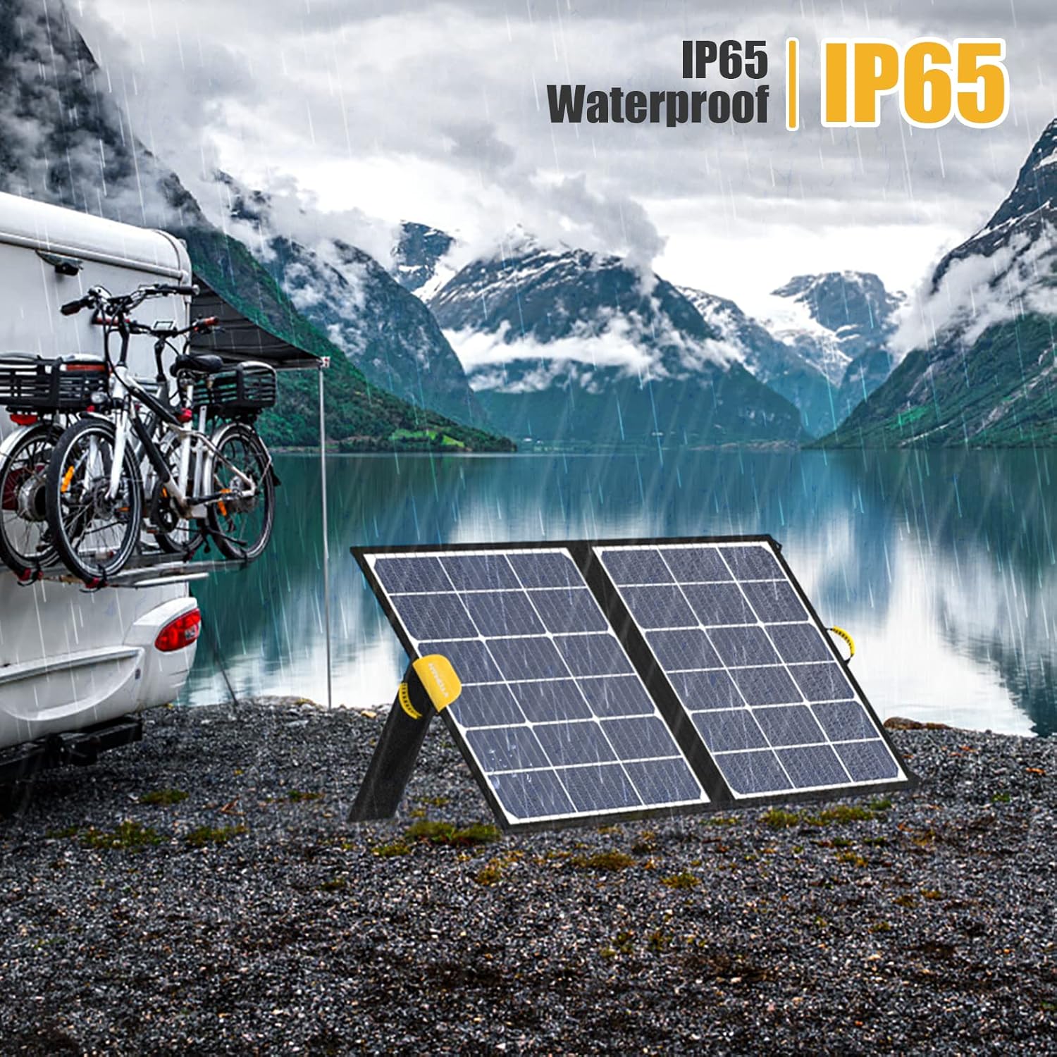 100W Foldable Solar Panel with 10 Connectors, Dual USB & DC Output, IP65 Waterproof E60223