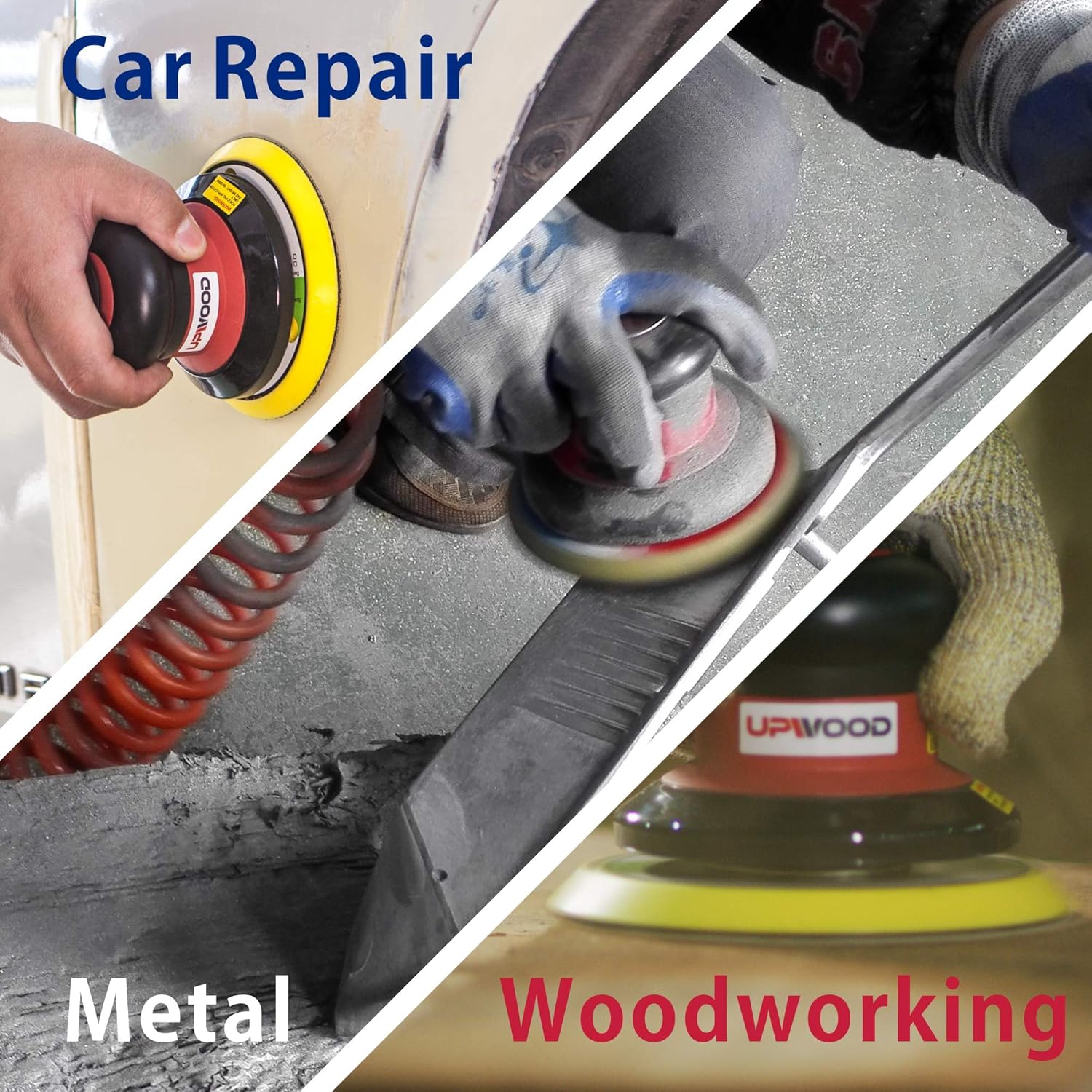 6-inch Air Random Orbital Sander, Pneumatic Sander with 10pcs Sandpapers, Pack of 2 O3783