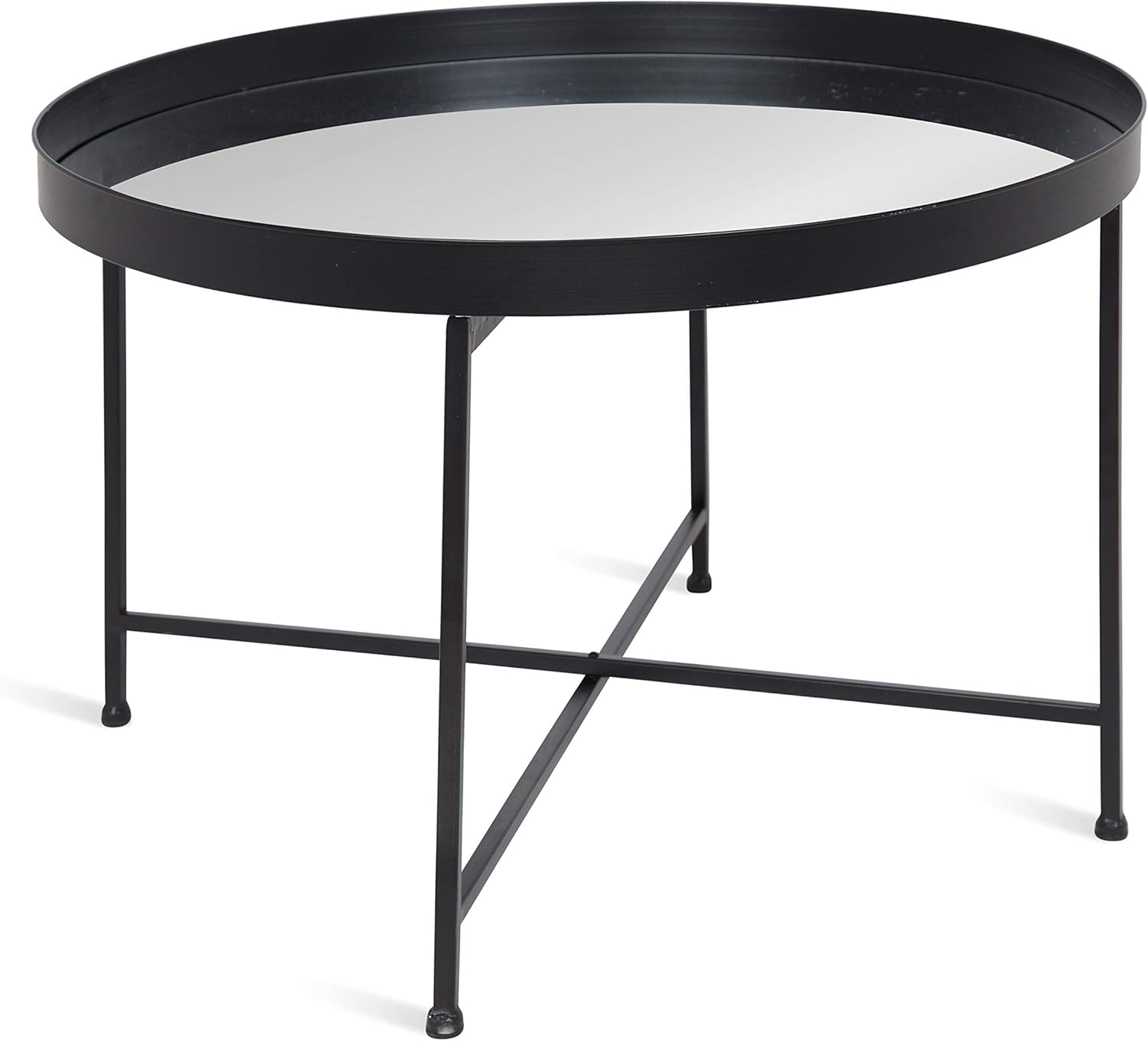 White and Gold Leaf Round Metal Coffee Table T4305