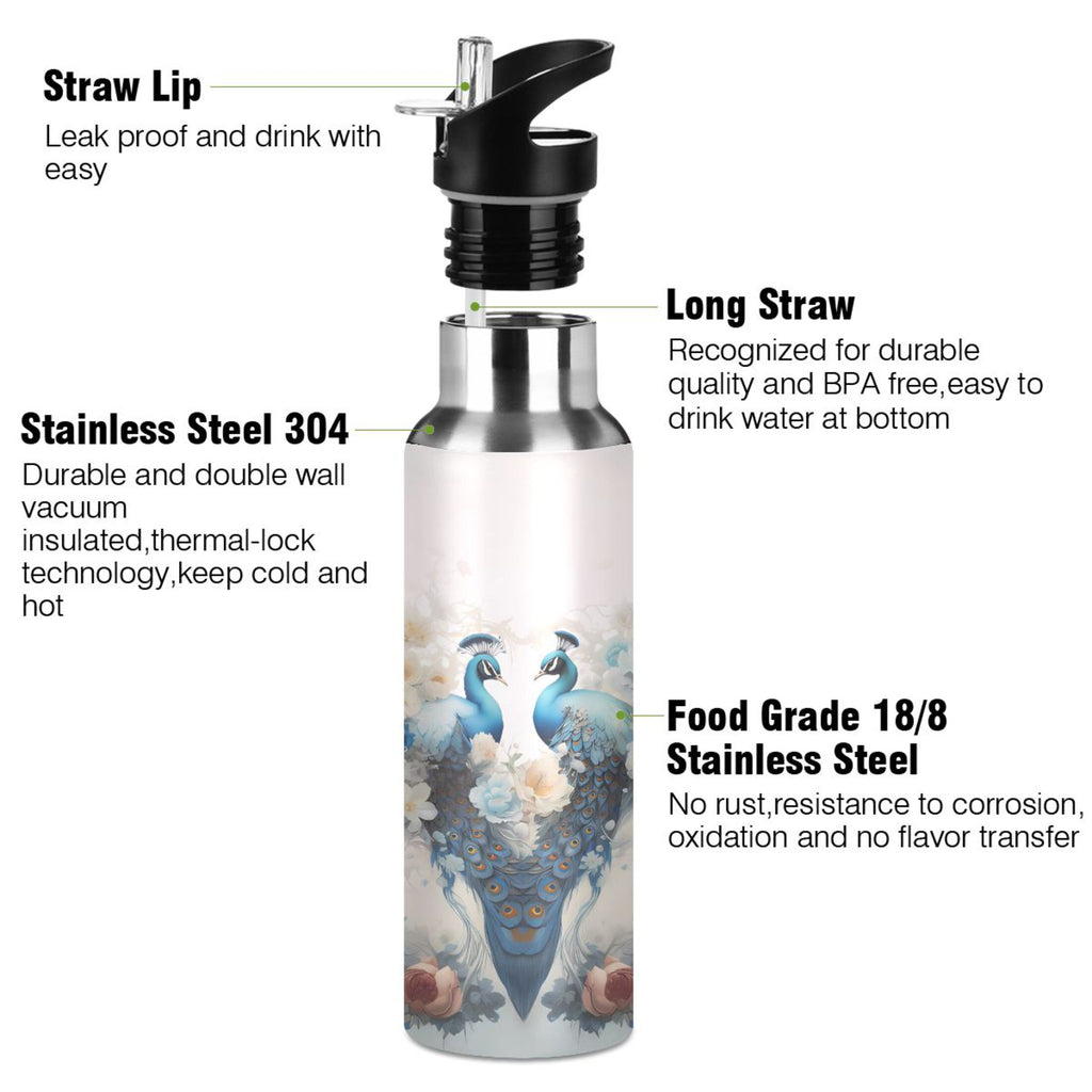 Stainless Steel Insulated Thermos Vacuum Flask Water Bottle with Straw Lid H950