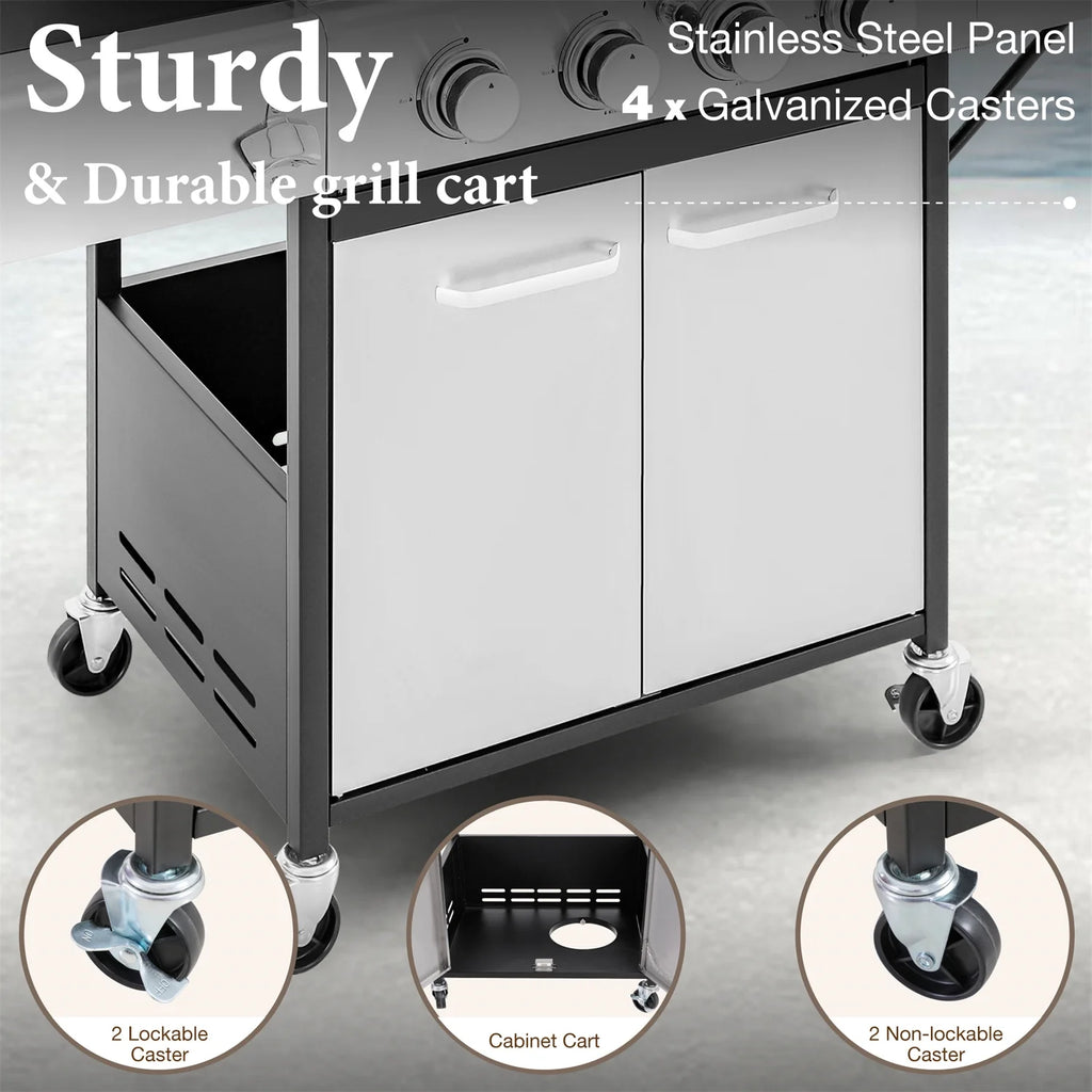 4 Burner Propane Gas Grill with Side Burner Stainless Steel I573