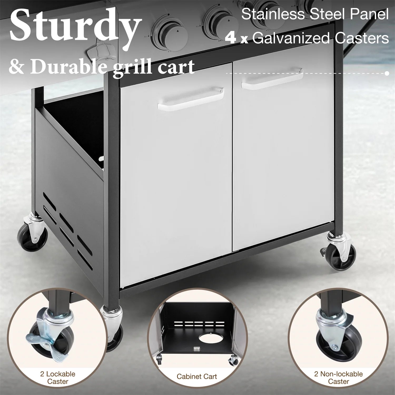 4 Burner Propane Gas Grill with Side Burner Stainless Steel I573