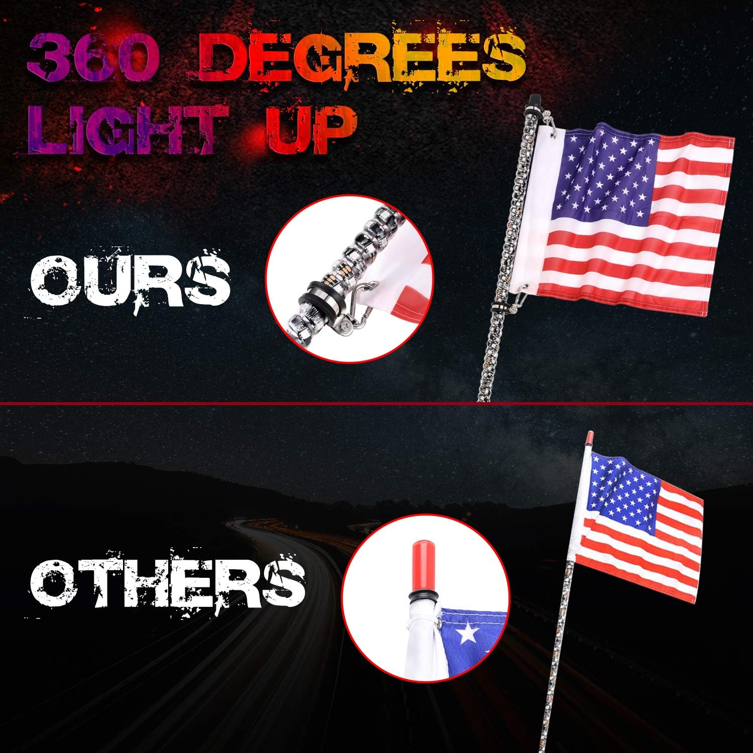 5FT RGB LED Whip Light Antenna Pack of 2 Q548760