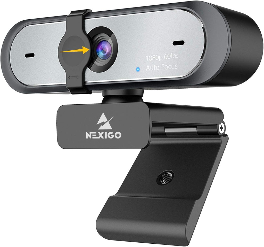 1080P 60FPS Webcam with Dual Microphone & Cover, Autofocus, Pack of 2 B18693