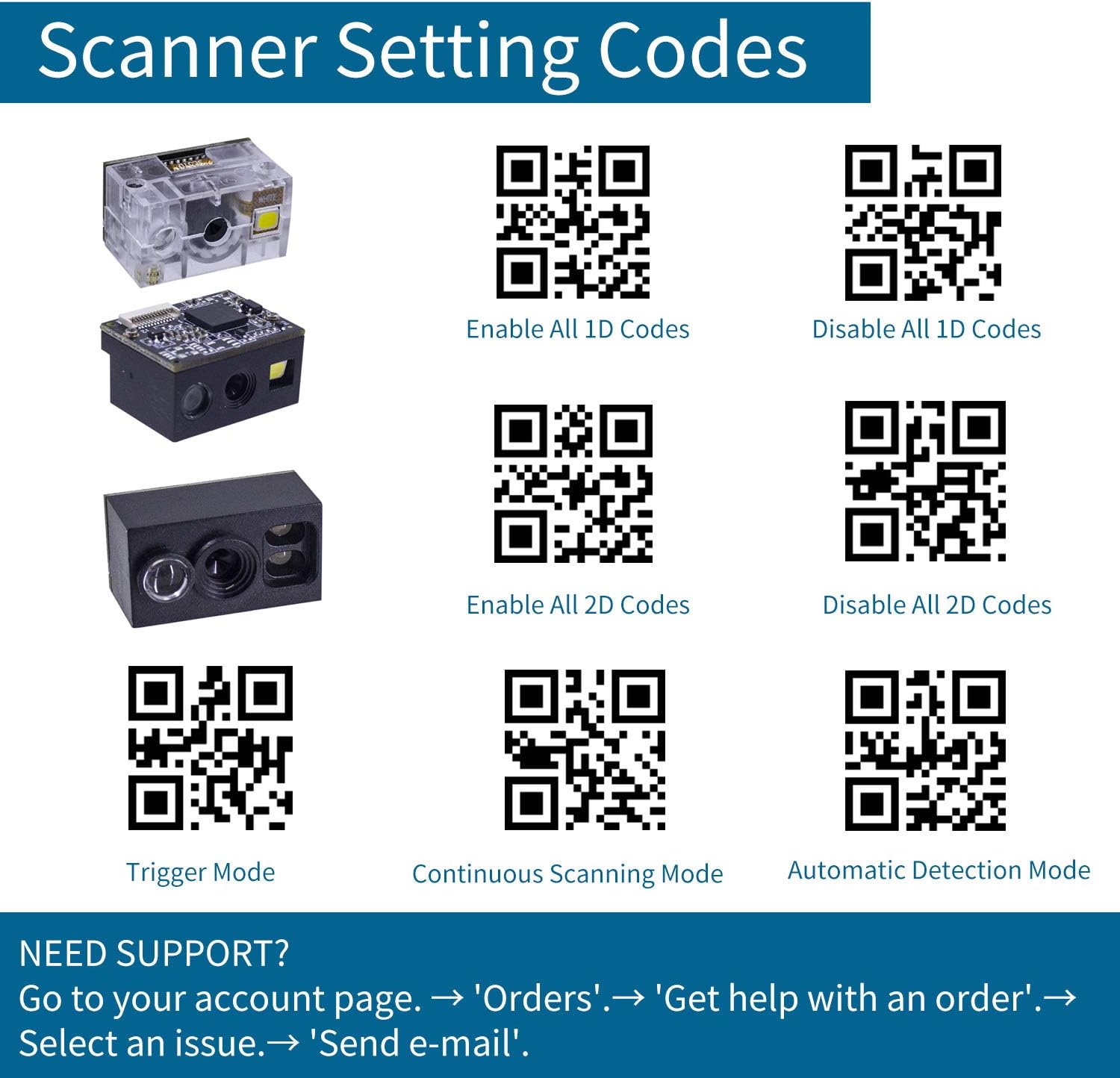 2D Wireless Barcode Scanner with Stand, Pack of 2 O5158