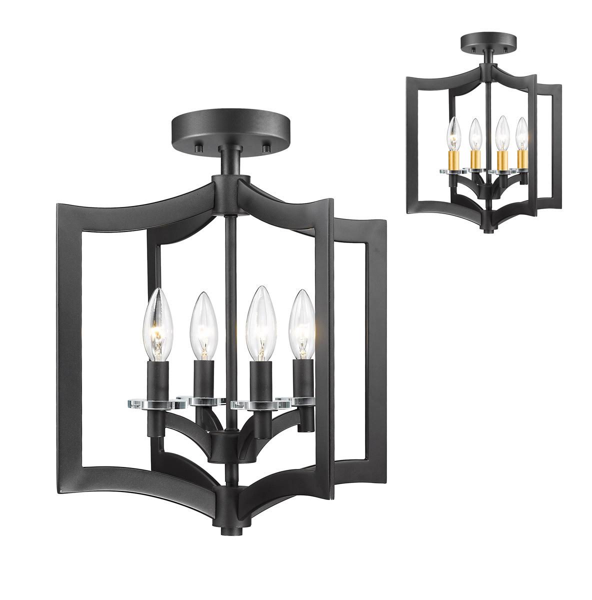 Semi Flush 4 Light Bronze Steel Candelabra Base Bulb 15 inch 240 Watt C843756