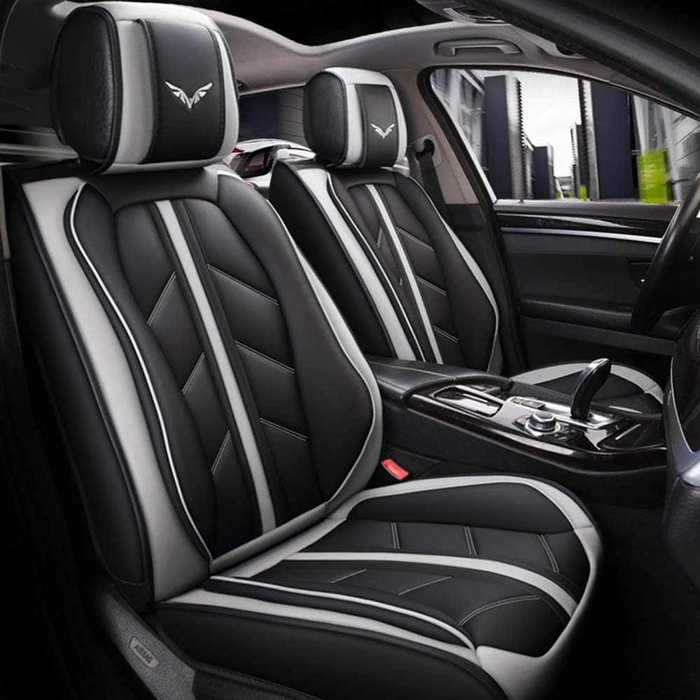 Gray Faux Leather Car Seat Covers Full Set 5 Seats Universal Waterproof M77305