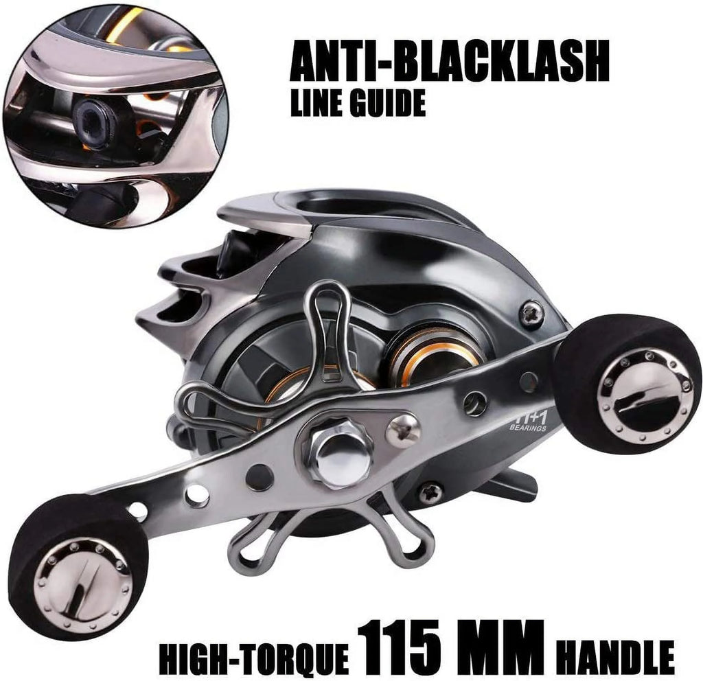 Low Profile Baitcasting Reel 11+1 Bearings 18LB Carbon Drag Fishing Reel Q4227