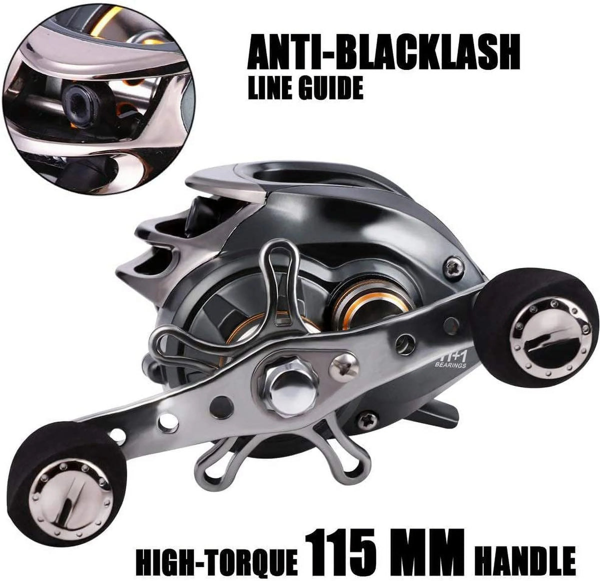 Low Profile Baitcasting Reel 11+1 Bearings 18LB Carbon Drag Fishing Reel Q4227