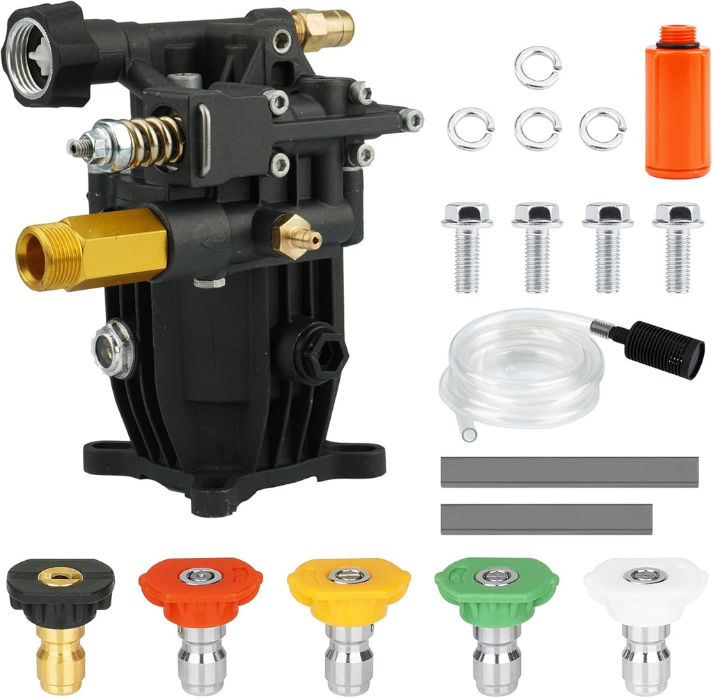 3/4 Shaft Horizontal Pressure Washer Pump, Max 3300 PSI @ 2.5 GPM, Anodized Die-Cast Aluminum C2288