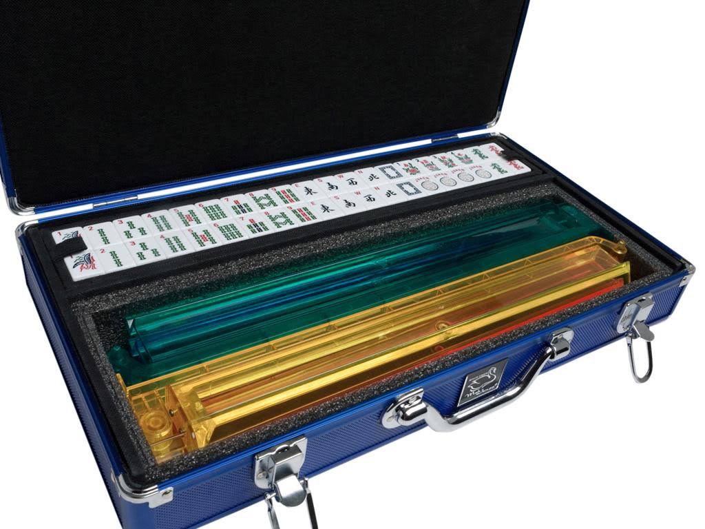 White/Blue Tiles Mah Jongg with Aluminum Case W5765